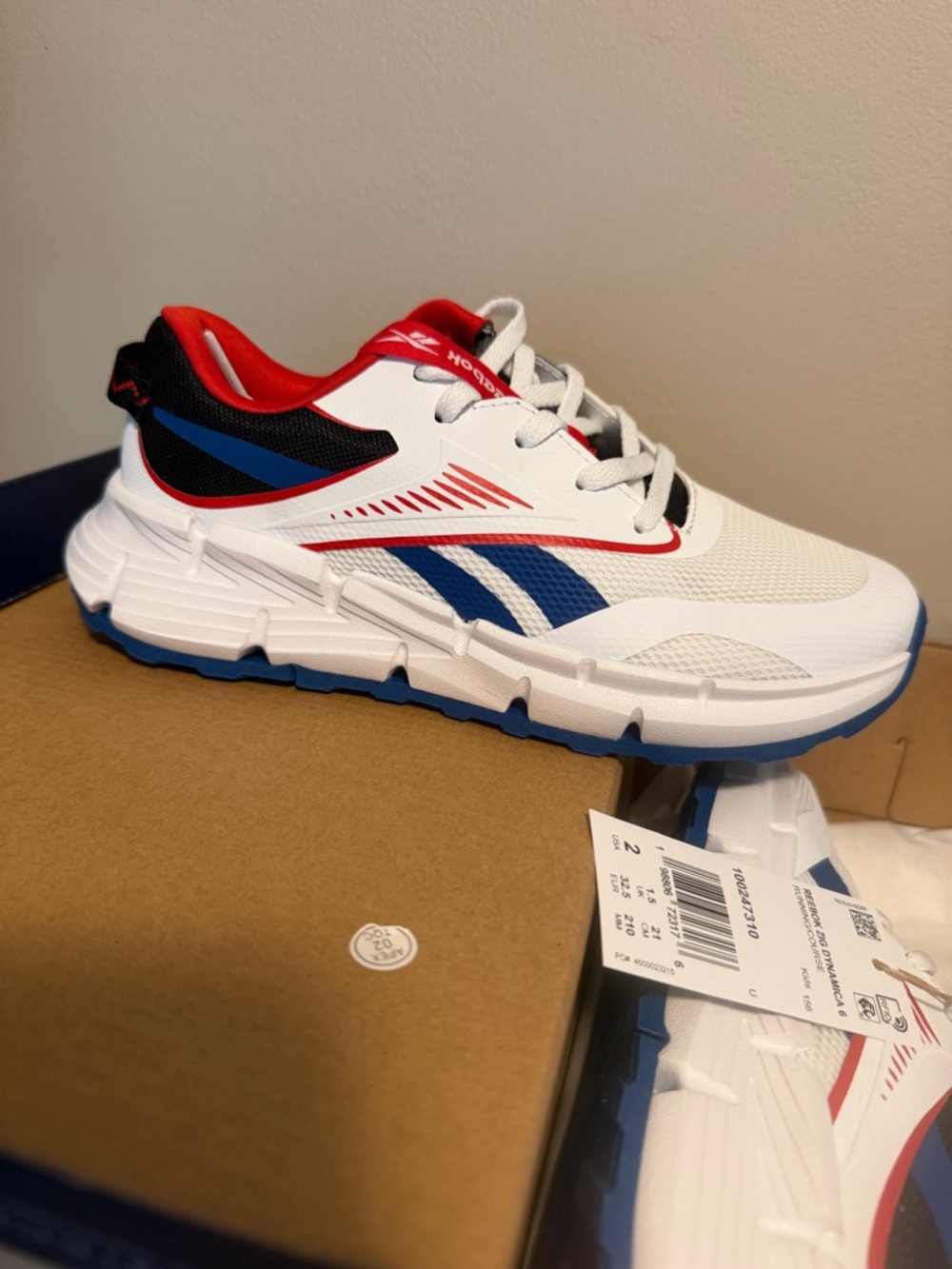 Reebok Kids White Blue Red Athletic Sneakers